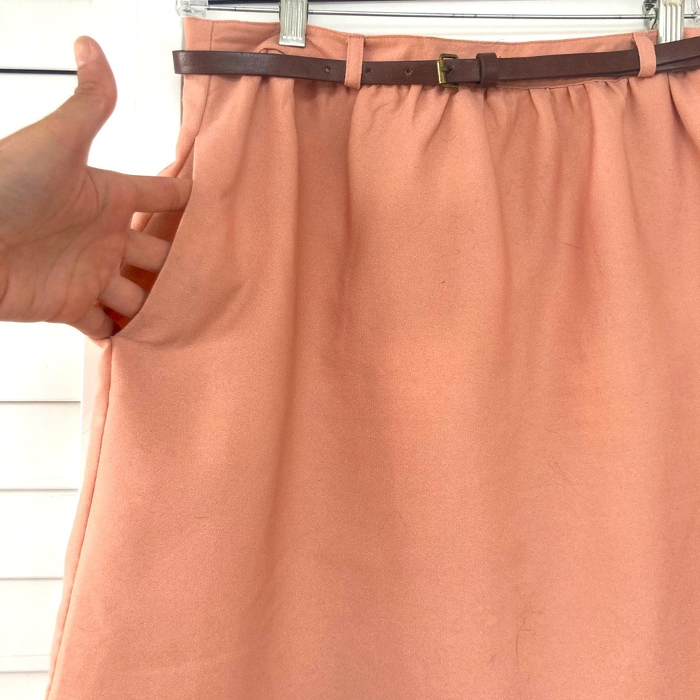 Peachy pink skirt with belt